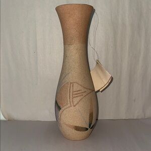 Rancho Feliz Artisan Tan and Brown Textured Vase